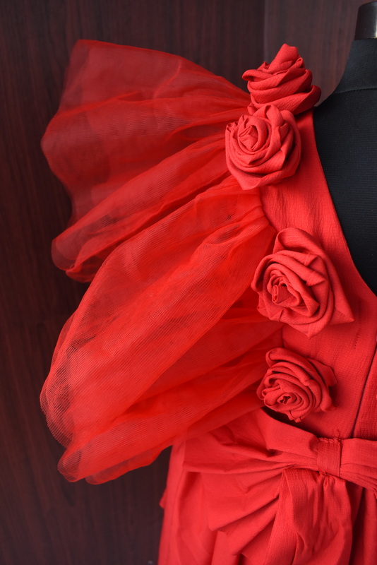 Red Rose Silk Embellishment Gown