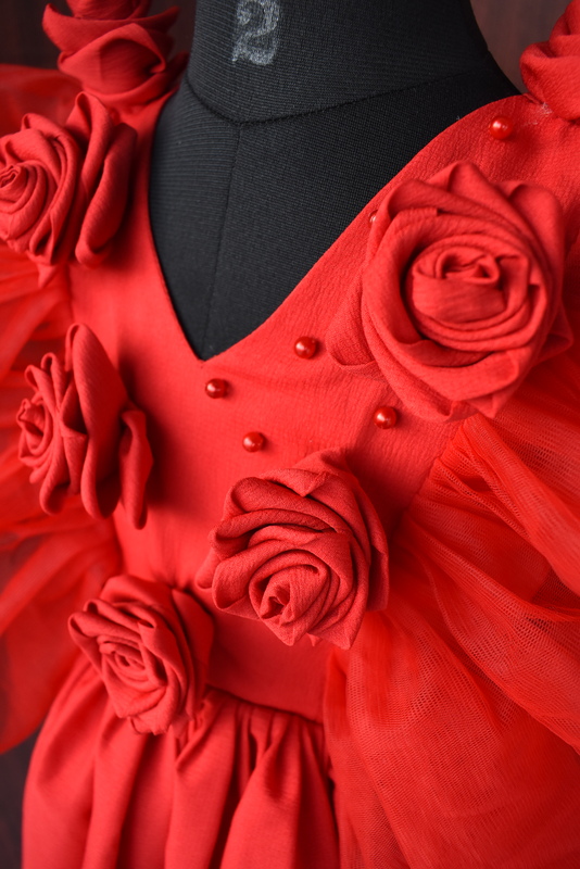 Red Rose Silk Embellishment Gown