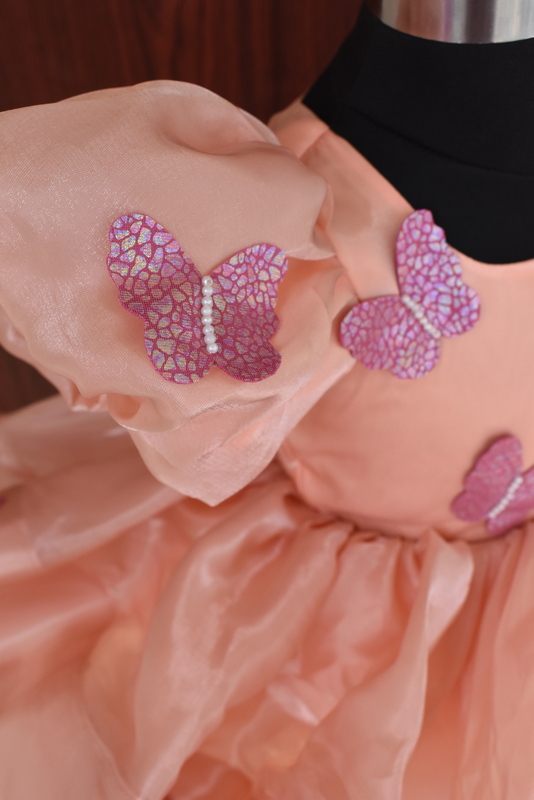 Peach Organza Butterfly Dress