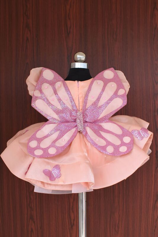 Peach Organza Butterfly Dress