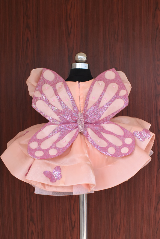 Peach Organza Butterfly Dress