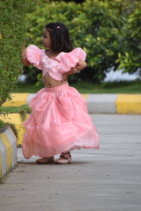 Bubblegum Pink Puffy Sleeve Top & Skirt Set