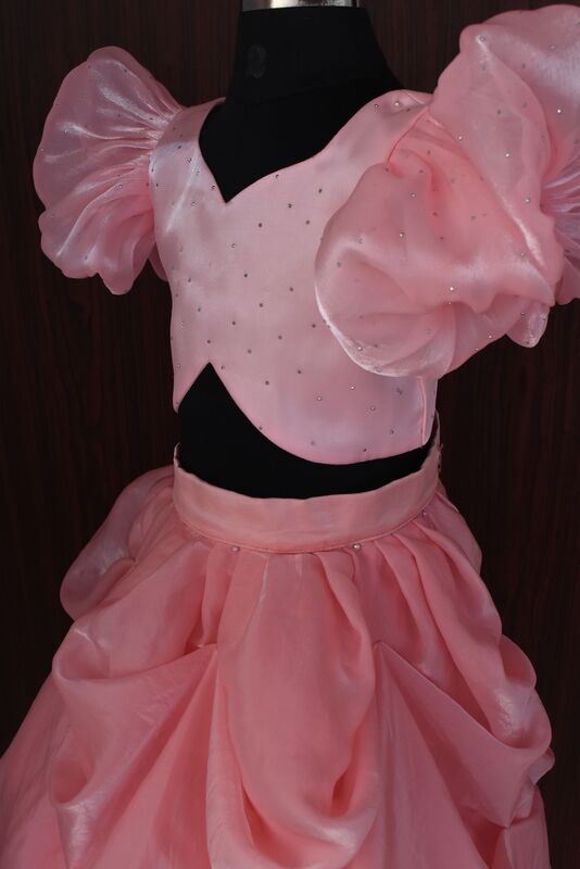 Bubblegum Pink Puffy Sleeve Top & Skirt Set