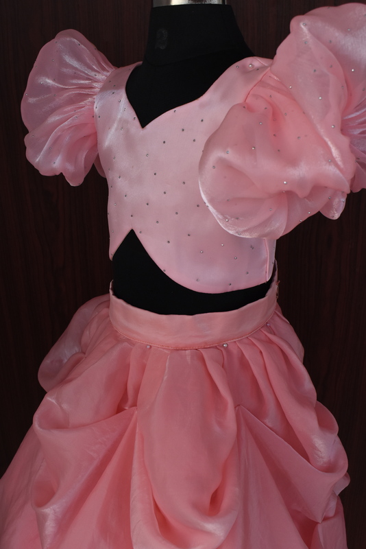 Bubblegum Pink Puffy Sleeve Top & Skirt Set