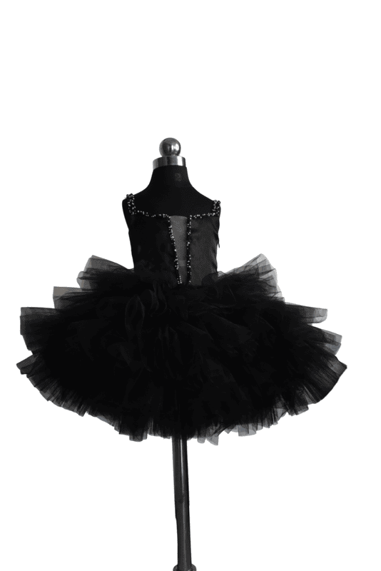 Black Couture Ruffle Party Dress