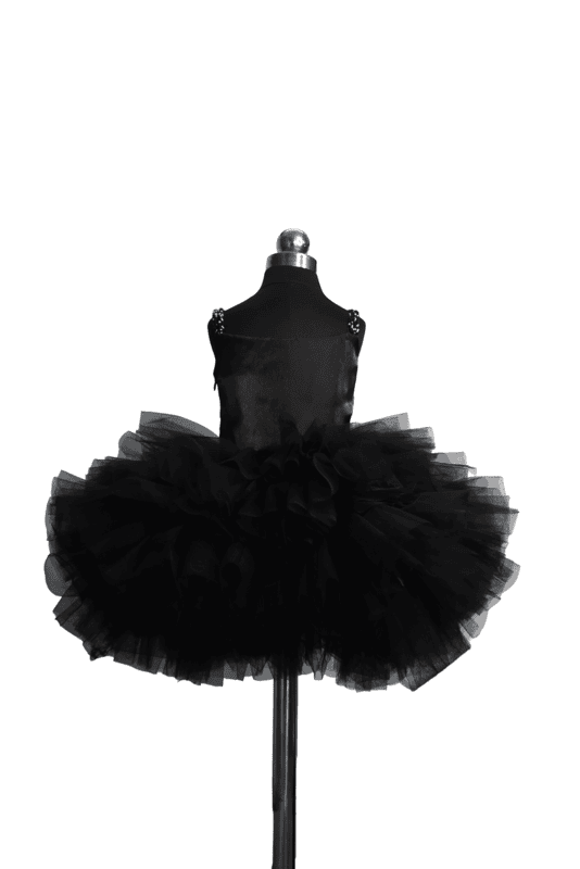 Black Couture Ruffle Party Dress