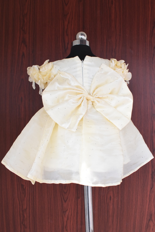 Ivory Flower & Pearl Sleeve Dress