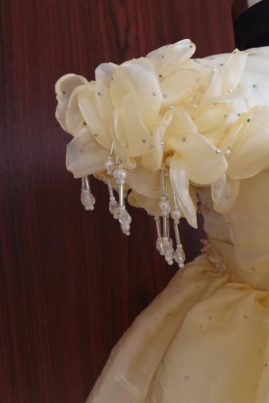 Ivory Flower & Pearl Sleeve Dress