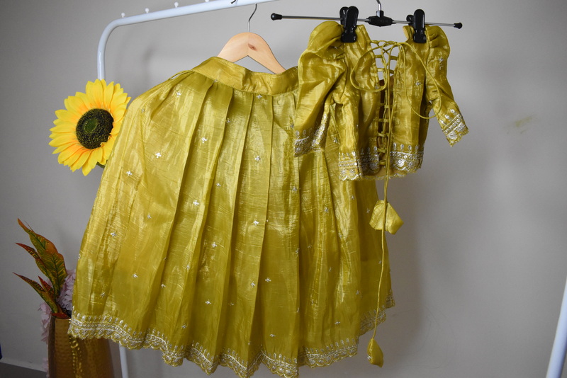 Golden Mustard Embroidered Lehenga Choli