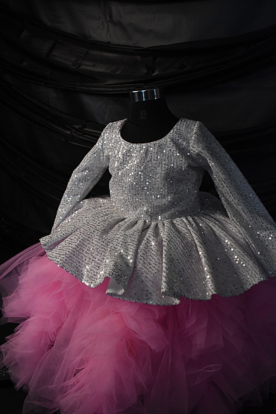 Silvery Sequin and Pink Tulle Dress
