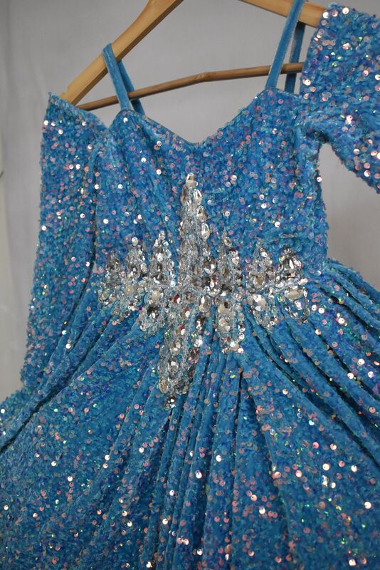 Blue Sequin Elsa Princess Gown