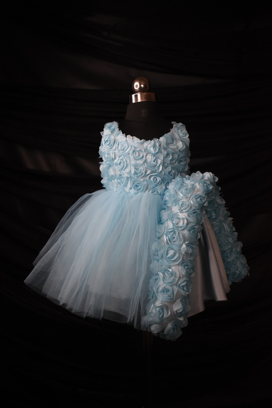 Powder Blue Floral Tulle Dress
