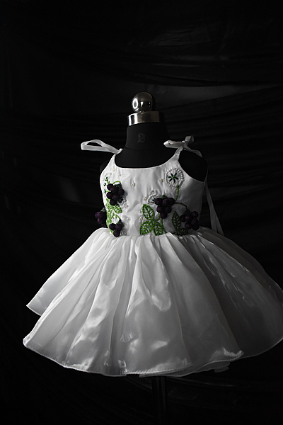 Radiant White Dress with Purple Embroidery