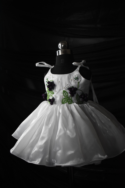 Radiant White Dress with Purple Embroidery