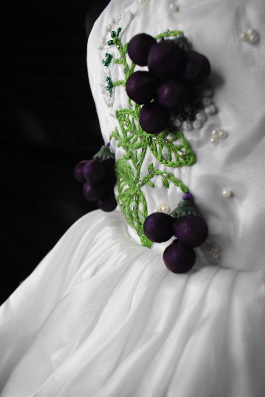Radiant White Dress with Purple Embroidery