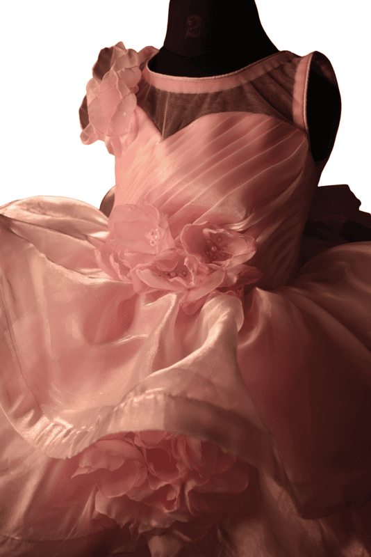 Pink Layered Organza Flower Gown
