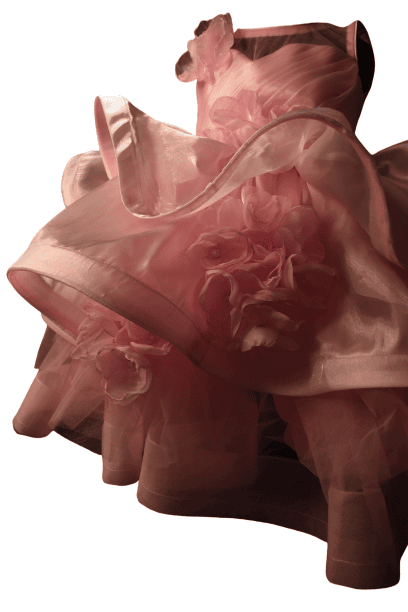Pink Layered Organza Flower Gown