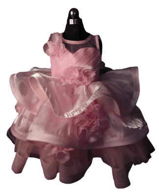 Pink Layered Organza Flower Gown
