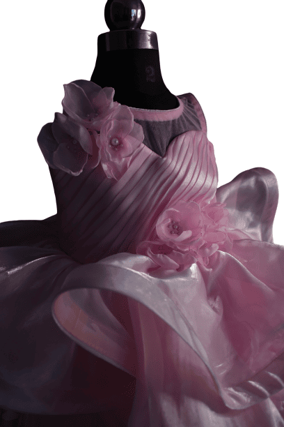 Pink Layered Organza Flower Gown