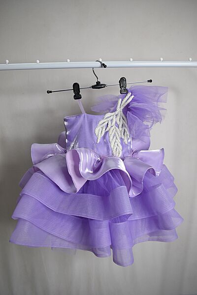 Lavender One-Shoulder Layered Gown