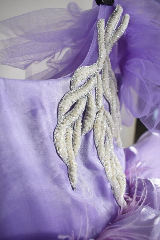 Lavender One-Shoulder Layered Gown