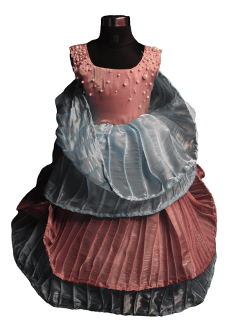 Blush Pink and Soft Blue Pearl Dress