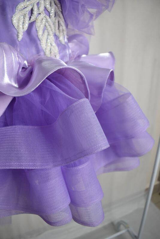 Lavender One-Shoulder Layered Gown