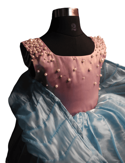 Blush Pink and Soft Blue Pearl Dress