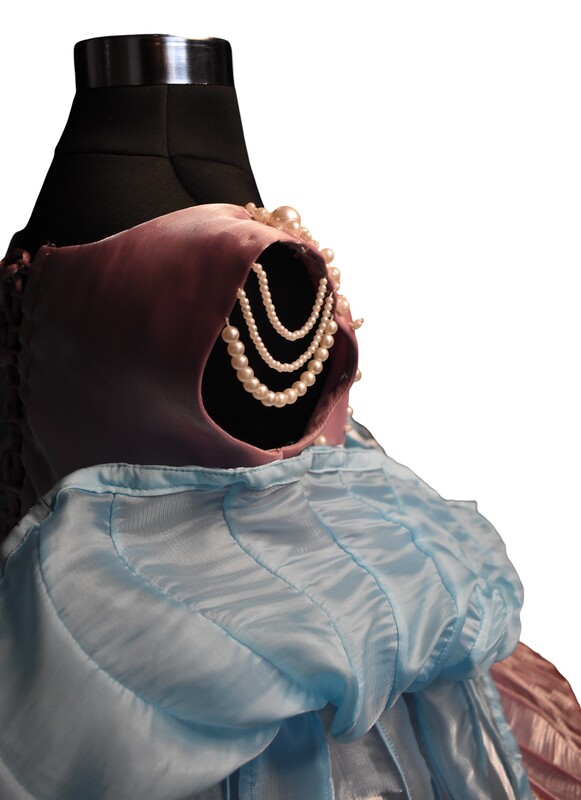 Blush Pink and Soft Blue Pearl Dress