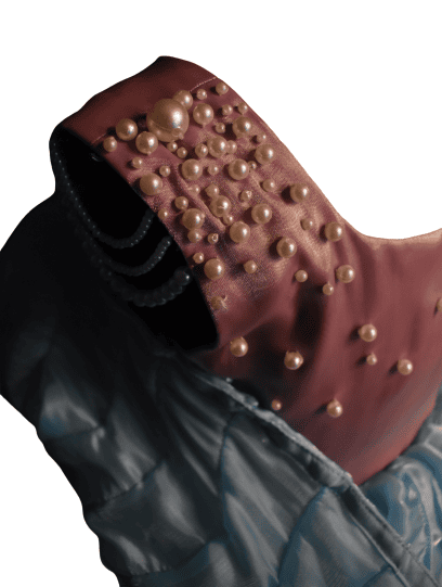 Blush Pink and Soft Blue Pearl Dress