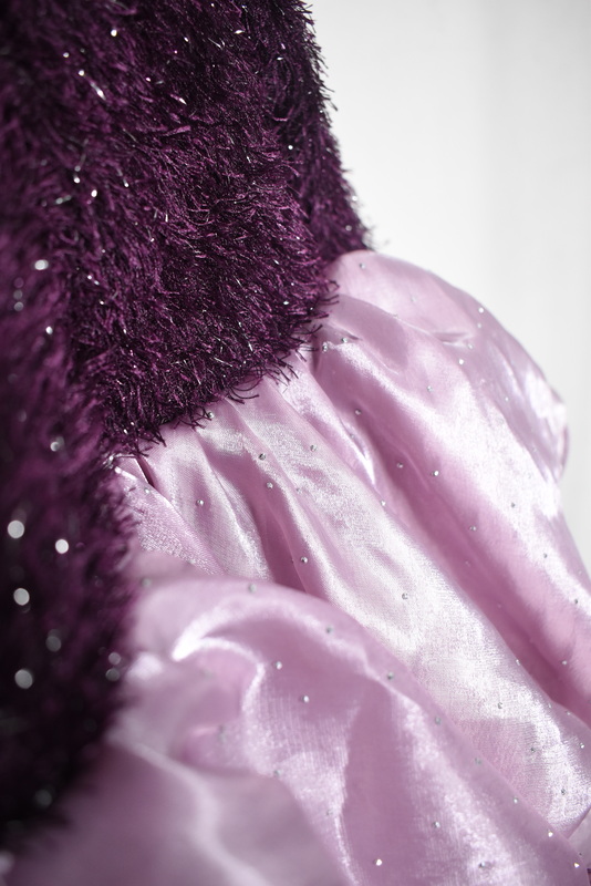 Plum Furry & Shimmery Velvet Gown