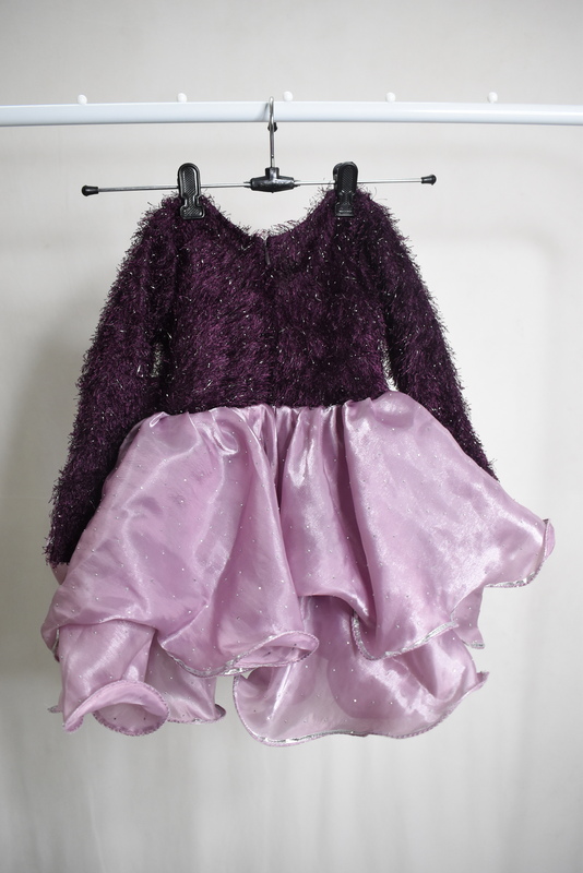 Plum Furry & Shimmery Velvet Gown