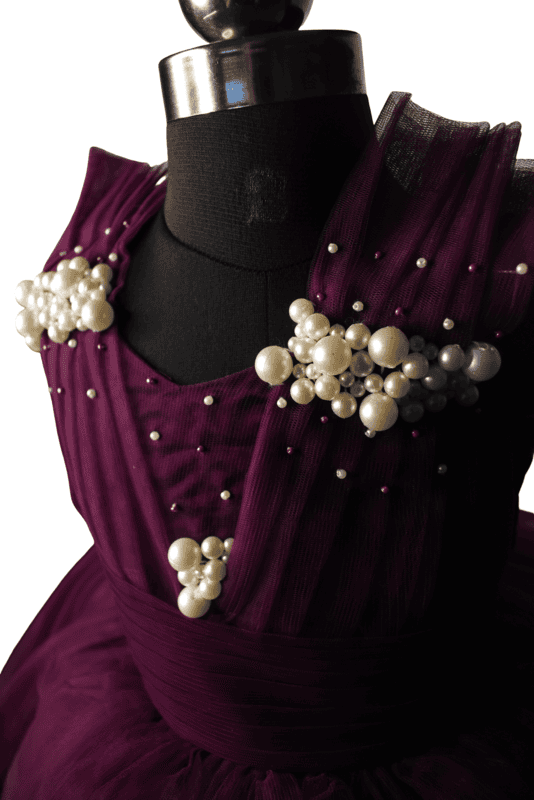 Plum Pearl Velvet Princess Dress