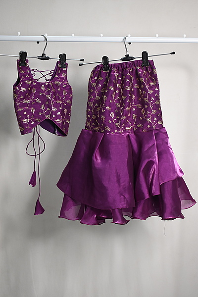 Purple Embroidered Lehenga Choli Set
