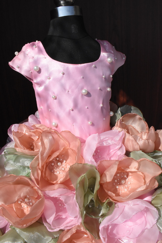 Baby Pink 3D Flower Couture Dress