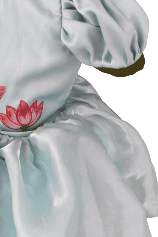 Aqua Lotus Hand-Painted Dress