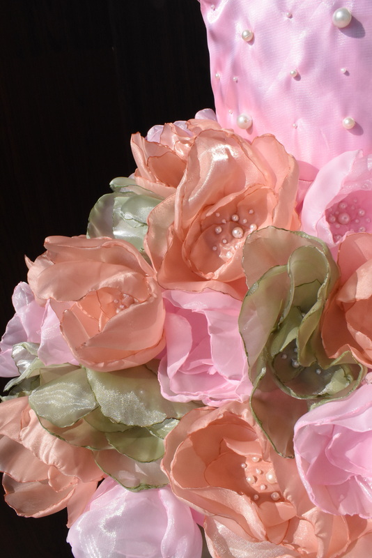 Baby Pink 3D Flower Couture Dress