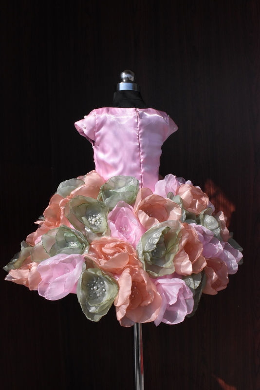 Baby Pink 3D Flower Couture Dress