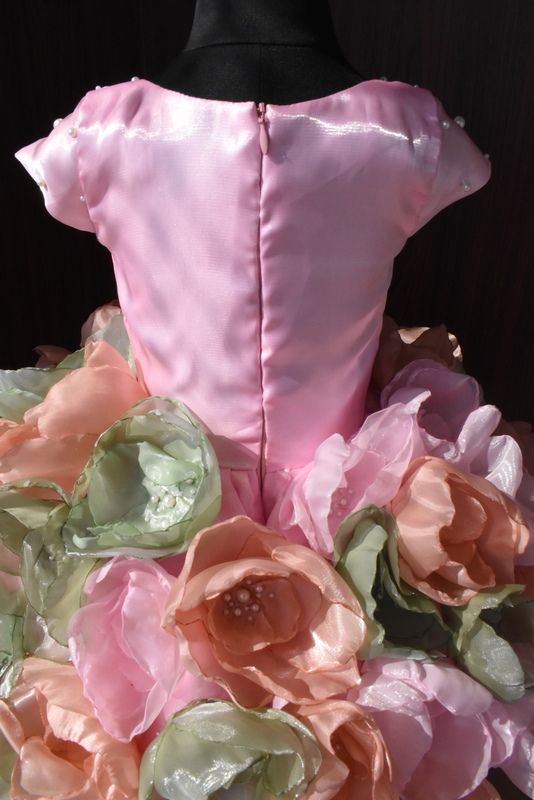 Baby Pink 3D Flower Couture Dress