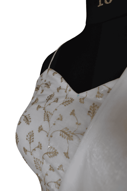 White Gold Embroidered Mother-Daughter Dress