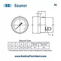 Baumer AL Heavy Duty SS Pressure Gauge
