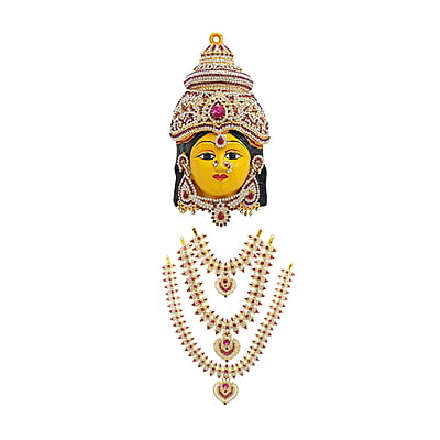 Gold Plated Varalakshmi Stone Face/Mugam with Atiigai/Necklace