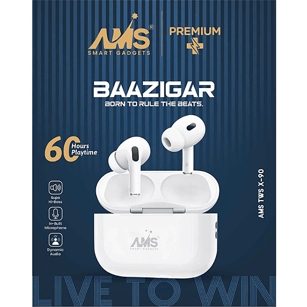 AMS TWS X-90 Baazigar Edition Wireless Earbuds – True Wireless Stereo