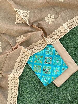 Applique Unstitched Suit-10