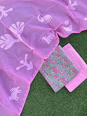 Applique Unstitched Suit-11