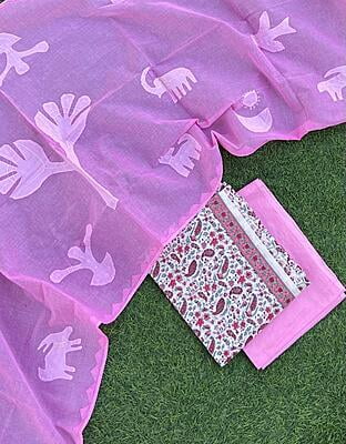 Applique Unstitched Suit-12