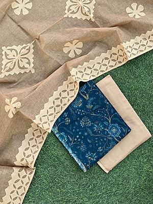 Applique Unstitched Suit-13