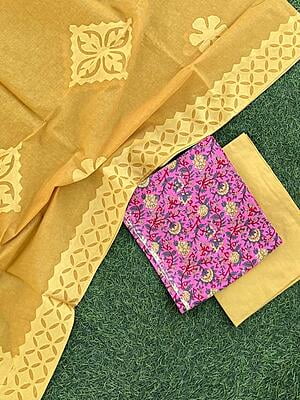 Applique Unstitched Suit-16