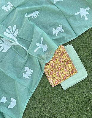 Applique Unstitched Suit-19