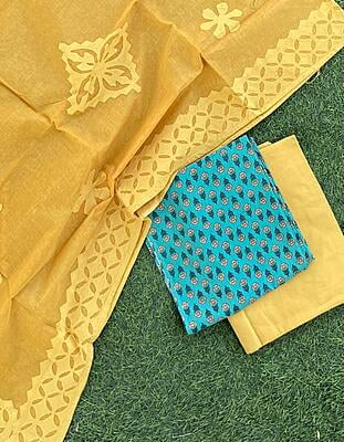 Applique Unstitched Suit-20